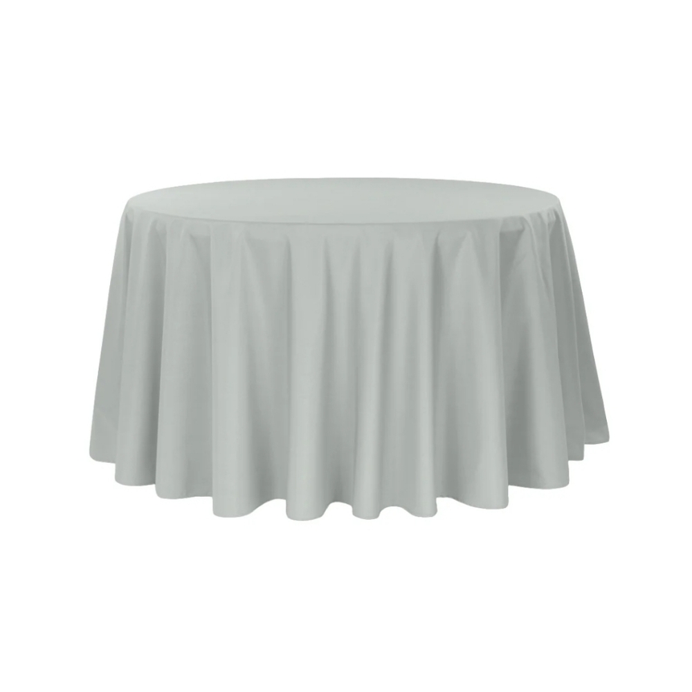 Premium Polyester 120" Round Tablecloth - Gray/Silver